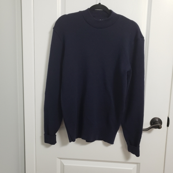 VINTAGE Navy Superwash Virgin Wool Sweater - Picture 2 of 6